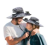 Cappello a ventaglio Solare a Tesa Larga da 2 Pezzi per Uomo e Donna, Cappello a ventaglio per Coppia, Cappello da Signor e Signora Alimentato a energia Solare con ventole solari Integrate