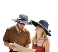 Cappello a ventaglio Solare a Tesa Larga da 2 Pezzi per Uomo e Donna, Cappello a ventaglio per Coppia, Cappello da Signor e Signora Alimentato a energia Solare con ventole solari Integrate
