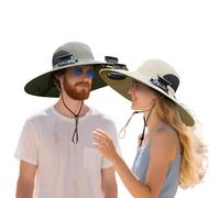 Cappello a ventaglio Solare a Tesa Larga da 2 Pezzi per Uomo e Donna, Cappello a ventaglio per Coppia, Cappello da Signor e Signora Alimentato a energia Solare con ventole solari Integrate