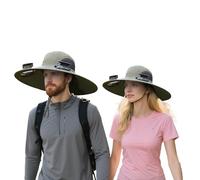 Cappello a ventaglio Solare a Tesa Larga da 2 Pezzi per Uomo e Donna, Cappello a ventaglio per Coppia, Cappello da Signor e Signora Alimentato a energia Solare con ventole solari Integrate