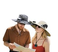 Cappello a ventaglio Solare a Tesa Larga da 2 Pezzi per Uomo e Donna, Cappello a ventaglio per Coppia, Cappello da Signor e Signora Alimentato a energia Solare con ventole solari Integrate