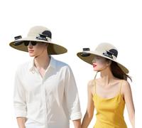 Cappello a ventaglio Solare a Tesa Larga da 2 Pezzi per Uomo e Donna, Cappello a ventaglio per Coppia, Cappello da Signor e Signora Alimentato a energia Solare con ventole solari Integrate