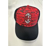 Cappello Ac MILAN Ufficiale Con Visiera Cotone 100% Baseball Rosso Nero