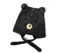 Cappello alla moda in peluche a forma di orso con dimensioni regolabili, per il freddo, caldo e bello per tenere al caldo durante l'inverno, Nero , Taglia unica