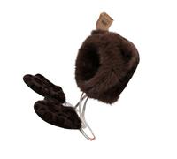 Cappello alla moda in pile leopardo versatile per bambini invernale caldo copricapo in peluche per l'uso quotidiano e all'aperto elegante motivo animale, Caff, Taglia unica