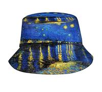 Cappello alla pescatora alla moda per donne e uomini, cappello estivo da pescatore da viaggio, cappello da spiaggia alla moda ripiegabile per adulti e adolescenti, Van Gogh Stellato 1, Etichettalia