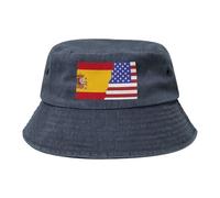 Cappello alla pescatora con bandiera della Spagna americana, nero retrò e alla moda, adatto per tutti i tipi di attività all'aperto, blu navy, Taglia unica