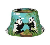 Cappello alla pescatora con due panda grandi, pieghevole, per esterni