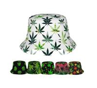 Cappello alla pescatora con foglie di marijuana, unisex, alla moda, psichedelico, alla moda, per pesca, viaggi all'aperto, cappello da sole estivo, Foglie di Marihuana Bianca Verde, Etichettalia unica