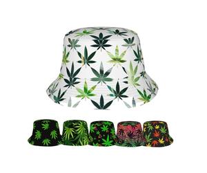 Cappello alla pescatora con foglie di marijuana, unisex, alla moda, psichedelico, alla moda, per pesca, viaggi all'aperto, cappello da sole estivo, Foglie di Marihuana Bianca Verde, Etichettalia unica