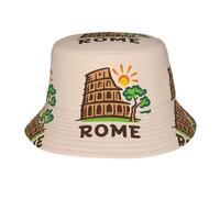Cappello alla pescatora con stampa di alberi del Colosseo Roma, per donne e uomini, cappello estivo da viaggio, pesca, spiaggia, cappello da sole, leggero, per attività all'aperto, nero