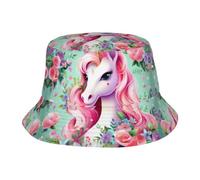 Cappello alla pescatora con unicorno rosa, pieghevole, per esterni
