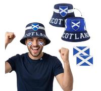 Cappello alla pescatora scozzese con 2 tatuaggi per il viso, kit per tifosi della Coppa del Mondo Scozia 2026, accessori unisex per adulti, per calcio, rugby, sei nazioni, Burns Night, giorno di