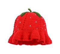 Cappello All'uncinetto Alla Fragola - Cappello Alla Fragola Fatto A Mano | Cappello Da Pescatore Alla Fragola Lavorato A Maglia | Cappello Da Pescatore All'uncinetto Da Donna | Cappelli Lavorati A Mag