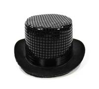 Cappello alto 2026 British Gentleman Jazz Magician Performance Sequin Rain Silk Bowler, Nero , Taglia unica