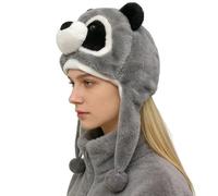 Cappello Animale: Cappello Caldo In Peluche Con Viso Animale, Orecchie Lunghe E Coda Con Pompon | Cappelli Belle Co N Cinghie Per Le Orecchie, Cappello Caldo Per Bambini, Adulti, Sport Invernali