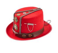 Cappello antico punk rock con cerniera Gear Decors PU cintura bombetta Cap per giochi di ruolo e concerti festa servizi fotografici accessori costume cappello