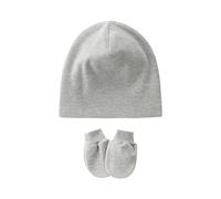 Cappello antivento per neonati, berretto fetale con guanti antigraffio abbinati, per bambini da 0 a 1 mese, morbidi cappellini fetali con guanti coordinati, grigio, Taglia unica