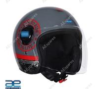 Cappello Aperto A Motivo A Rete Grigio E Rosso Per Royal Enfield Rider GEC