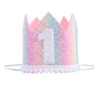 Cappello arcobaleno del bambino 1 compleanno - First Birthday Crown Cappello per bambini Proppetti di compleanno Mini Decorazioni per feste in coro