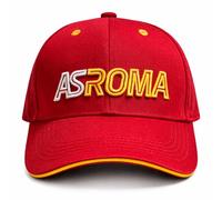 Cappello AS Roma Ufficiale Baseball Rosso con Scritta e Stemma Ricamato - Berretto Ufficiale in Cotone con Visiera Curva - 100% Cotone - 2024001