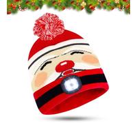 Cappello Babbo Natale, Cappellini Natalizi, Cappelli Natalizi Luminoso con Luce, Cappello Natale LED, Berretto a Maglia Elastico, Calore Cappelli, Accessori per Uomo e Donna Costume di Natalizio