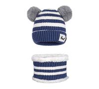 Cappello Bambino Unisex Inverno Caldo Carino Crochet Berretto con Sciarpa per Ragazzo Ragazza 3-24 Mesi Blu