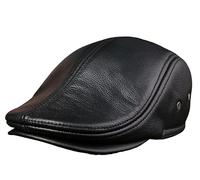 Cappello Basco in Vera Pelle 2025 per Uomo, Caldo Berretto Invernale Antivento, Berretto da Gentiluomo alla Moda, Cappello da Pilota Vintage ed Elegante,Nero,L