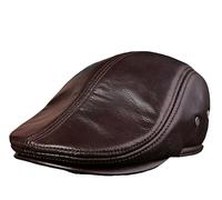 Cappello Basco in Vera Pelle 2025 per Uomo, Caldo Berretto Invernale Antivento, Berretto da Gentiluomo alla Moda, Cappello da Pilota Vintage ed Elegante,Sauce Red,L