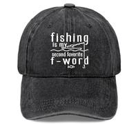 Cappello Baseball Classico Lavato - Cappello papà La Pesca è la mia seconda Parola Preferita F-Word, vestibilità Regolabile, Nero con Testo Bianco ILL di Pesce Resistente Confortevole