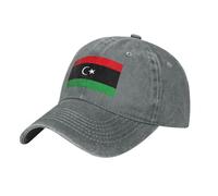 Cappello Baseball Libia Bandiera Anti-UV Denim Lavato | 100% Cotone Regolabile Camionista Unisex Leggero