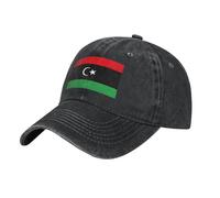 Cappello Baseball Libia Bandiera Anti-UV Denim Lavato | 100% Cotone Regolabile Camionista Unisex Leggero