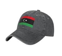Cappello Baseball Libia Bandiera Anti-UV Denim Lavato | 100% Cotone Regolabile Camionista Unisex Leggero