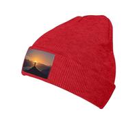 Cappello Beanie Man Standing On Top of A Mountain Watching The Sunset View Red Les Jours Froids Elastici Le Sport Morbidi L'Extérieur per Running Freddo Lo Sport