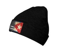 Cappello Beanie Vintage Black And White Ameriacn Cuban Flag Berretto Stiloso Knit Hat Leggero Berretti in Maglia per All'Aperto Running Freddo