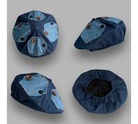 Cappello Beret Senza Visiera In Denim Jeans Con Button Stretch Vintage Da Donna