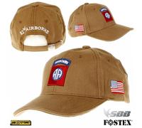 Cappello Berretto Baseball AIRBORNE 82nd US Army Militare Esercito Visiera TAN