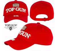 Cappello Berretto Baseball TOP GUN Trucker Hat Cap Beanie Flag US Ricamato ROSSO