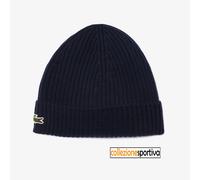 CAPPELLO BERRETTO LACOSTE IN LANA SPAZZOLATA A COSTINE - RB0001-00-166 col. blu