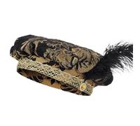 Cappello Berretto Rinascimentale - Cappuccio Medievale, Accessorio Per Costume Tudor, Tessuto Broccato, Berretto Di Piume Ornato | Copricapo Per Spettacoli Teatrali Per Celebrazioni, Carnevali, Sfilat