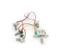 Cappello bianco, precablato Strat Guitar Harness Kit - 3x 500k Pots, 1 Volume, 2 Manopole di Controllo Tono, Interruttore a 5 Vie
