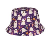Cappello Bob Cute Ghosts Candy Pumpkin Cappello Pescatore Protezione UV Unisex Cappellino Pescatore per Vacanze Donne Viaggio Cappelli Pesca