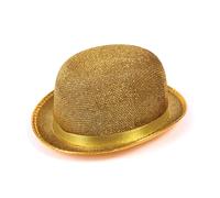 Cappello Bowler D'Oro Lurex Showman Accessorio Per Costumi Anni 1920 Nuovo