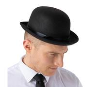 Cappello Bowler Vittoriano Nero Per Adulti Costume Di Moda Anni 1920 1930 Nuovo