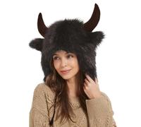 Cappello bufalo d'acqua Caldi paraorecchie invernali in peluche con corna