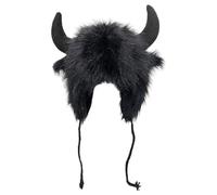 Cappello bufalo d'acqua - Cappello in peluche con paraorecchie e corna,Cappelli con animali, copricapi con orecchie soffici, cappello peloso per uomini e donne per cosplay di animali