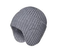 Cappello caldo da uomo e da donna in inverno con bordo in lana ispessita a maglia cappello a prova di freddo paraorecchie cappello da trainman, Grigio, Taglia unica
