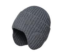 Cappello caldo da uomo e da donna in inverno con bordo in lana ispessita a maglia cappello a prova di freddo paraorecchie cappello da trainman, Grigio scuro, Taglia unica