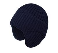 Cappello caldo da uomo e da donna in inverno con bordo in lana ispessita a maglia cappello a prova di freddo paraorecchie cappello da trainman, Marina Militare, Taglia unica