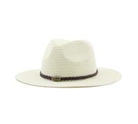 Cappello Cappelli da sole estivi for donna Uomo spiaggia in paglia for uomo Protezione UV Jazz Fedora Femme Per Donna(Beige white,52-54CM Adjustable)